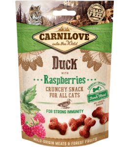 Carnilove Cat Duck with Raspberries - recompense crocante pentru pisici - 50 g Carnilove Cat Duck with Raspberries - recompense crocante pentru pisici - 50 g