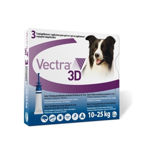 Vectra 3D pentru caini 10 25 kg (3 pipete)
