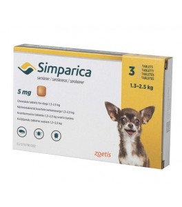 Simparica 5 mg (caini 1.3-2.5 kg) - 3 comprimate masticabile Simparica 5 mg (caini 1.3-2.5 kg) - 3 comprimate masticabile