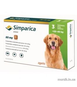 Simparica 80 mg (caini 20-40 kg) - 3 comprimate masticabile Simparica 80 mg (caini 20-40 kg) - 3 comprimate masticabile