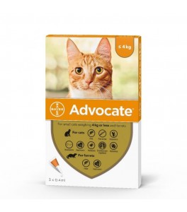 Advocate pisici sub 4 kg - 3 pipete antiparazitare Advocate pisici sub 4 kg - 3 pipete antiparazitare
